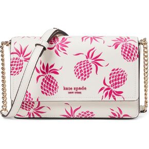 Kate Spade New York Morgan Pineapple Embossed Saffiano Leather Flap Chain Wallet, Cream Multi