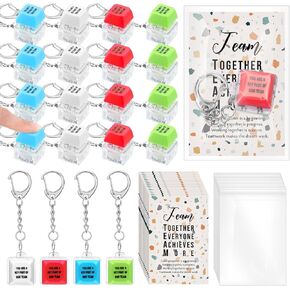24 Sets Team Appreciation Gifts for Employee Keyboard Fidget Keychain Stress Relief Toy Thank You Bookmarks with Organza Bags Team Building Gifts for Coworker Staff