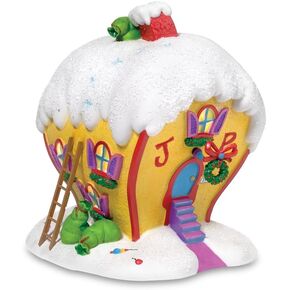 Department 56 Dr. Seuss Grinch Village Cindy Lou-Who's House Lit Building, Collectible Christmas Village House Decor, Hand Painted Porcelain with LED Lights and Wall Cord, 7.48 Inch, Multicolor