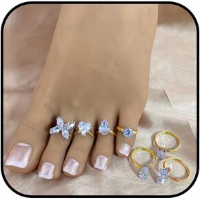 Gold Toe Rings Set for Women Adjustable Band Toe Rings Non Tarnish Heart Stars Toe Ring Waterproof Butterfly Toe Rings Boho Summer Beach Toe Jewelry