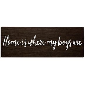 Boy Mom Gifts, New Mom Gifts, Home is Where My Boys are Wood Sign Decor, Farmhouse Wall Hanging Decoration for Home Bedroom, Boy Mom Mother's Day Gifts 16.38 x 5.85 inch