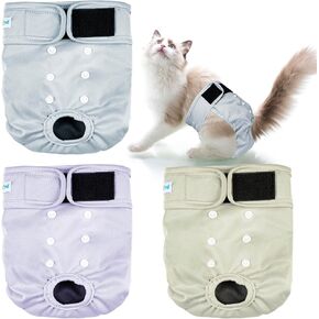 Paw Legend Cat Diapers for Female Cats Spraying Washable Reusable Kitten Diapers for Cats Incontinence Pet Diapers (3 Pack, X-Small)