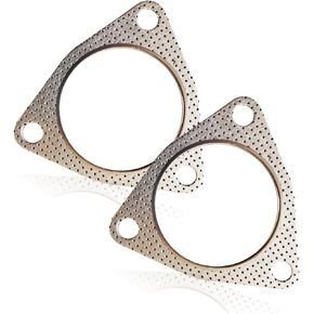 2 PCS Car Three-hole Structure Exhaust Turbocharger Gasket, 2.99" Asbestos + Tinplate High Pressure Exhaust Flange Anti-leakage Sealing Gasket, Suitable for Most Car Models (Silver)