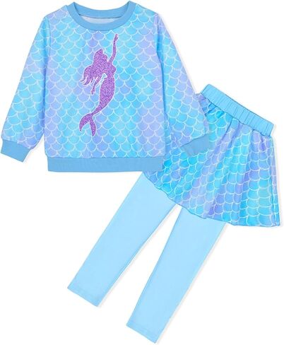 Toddler Kid Girl Clothing Set Outfit Long Sleeve Top, Unicorn Print Pantskirts Fall Winter Outfit Set in Kuwait