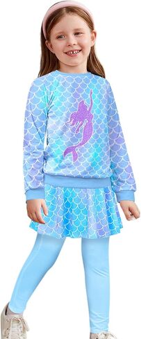 Toddler Kid Girl Clothing Set Outfit Long Sleeve Top, Unicorn Print Pantskirts Fall Winter Outfit Set in Kuwait