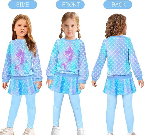Toddler Kid Girl Clothing Set Outfit Long Sleeve Top, Unicorn Print Pantskirts Fall Winter Outfit Set in Kuwait