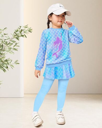Toddler Kid Girl Clothing Set Outfit Long Sleeve Top, Unicorn Print Pantskirts Fall Winter Outfit Set in Kuwait