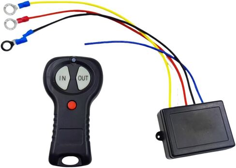 12V-24V Wireless Winch Remote Control Set Single Switch for ATV SUV Cable Hoist Remote Control Kit Hoist Switch Set for UTV Offroad Truck Control Approx. 30m/98ft in Saudi Arabia