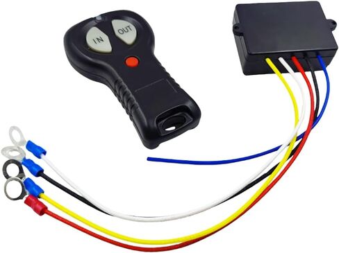 12V-24V Wireless Winch Remote Control Set Single Switch for ATV SUV Cable Hoist Remote Control Kit Hoist Switch Set for UTV Offroad Truck Control Approx. 30m/98ft in Saudi Arabia