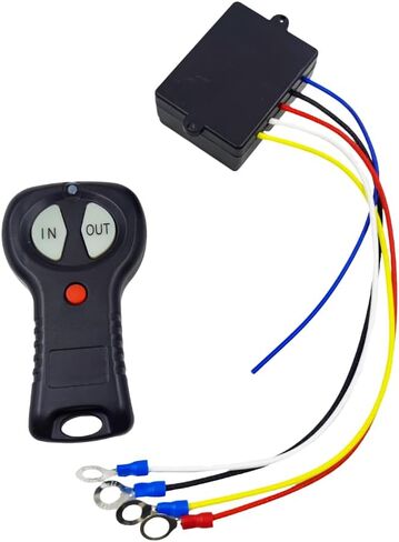 12V-24V Wireless Winch Remote Control Set Single Switch for ATV SUV Cable Hoist Remote Control Kit Hoist Switch Set for UTV Offroad Truck Control Approx. 30m/98ft in Saudi Arabia