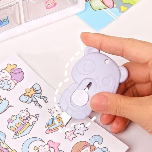 4 قطع من قطع الورق Kawaii الكرتونية قاطعة المغلفات الورقية صندوق التعبئة أدوات التفريغ لوازم صغيرة محمولة مصنوعة يدويًا قاطعة الورق (لون عشوائي) in Saudi Arabia
