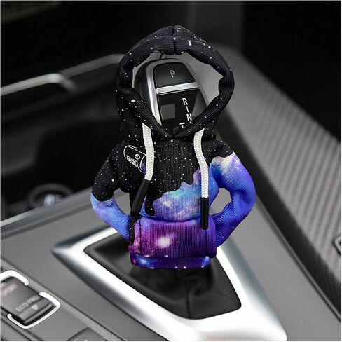 Car Gear Shift Hoodie, Mini Funny Fashionable Automotive Gear Shifter Cover, Winter Warm Car Shift Knob Sweater Protector, Universal Interior Car Accessories for Decoration (Starry Sky) in Saudi Arabia