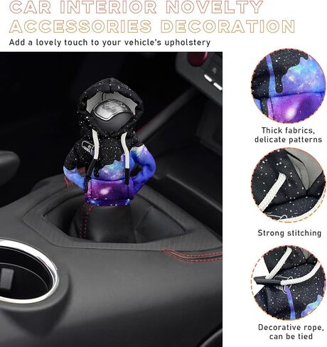 Car Gear Shift Hoodie, Mini Funny Fashionable Automotive Gear Shifter Cover, Winter Warm Car Shift Knob Sweater Protector, Universal Interior Car Accessories for Decoration (Starry Sky) in Saudi Arabia