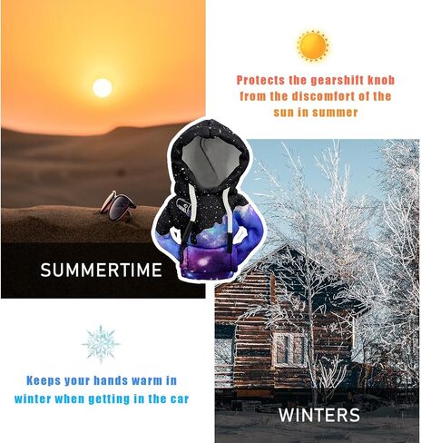 Car Gear Shift Hoodie, Mini Funny Fashionable Automotive Gear Shifter Cover, Winter Warm Car Shift Knob Sweater Protector, Universal Interior Car Accessories for Decoration (Starry Sky) in Saudi Arabia
