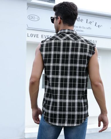 Men Sleeveless Plaid Shirt, Cowboy Button Down Shirts, Muscle Performance Sleeveless Shirts in Saudi Arabia