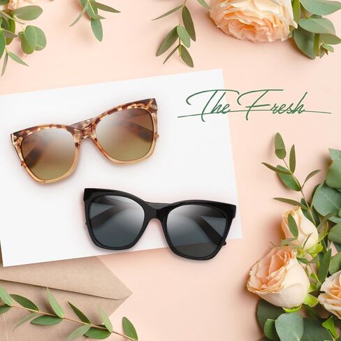 The Fresh Women's Polarized Fashion Tip Pointed Cateye Sunglasses - Gift Box Package in Kuwait