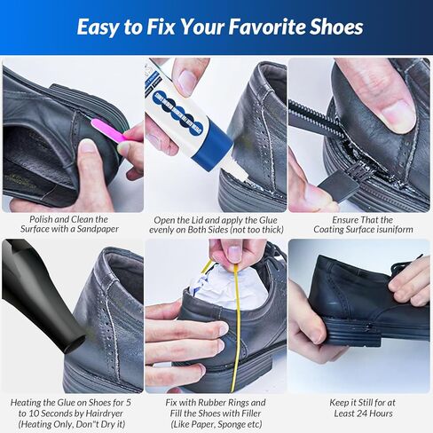 Shoe Glue Sole Repair Adhesive, Waterproof Shoe Repair Glue Kit with Shoe Fix Glue for Sneakers Boots Leather Handbags Fix Soles Heels Repair in Kuwait