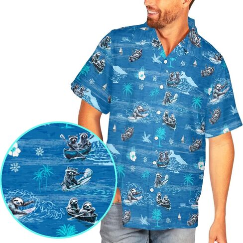 Hawaiian Shirt for Men Cruise Shirts Short Sleeve Button Down Palm Beach Shirts Tropical Vacation Shirts in Saudi Arabia
