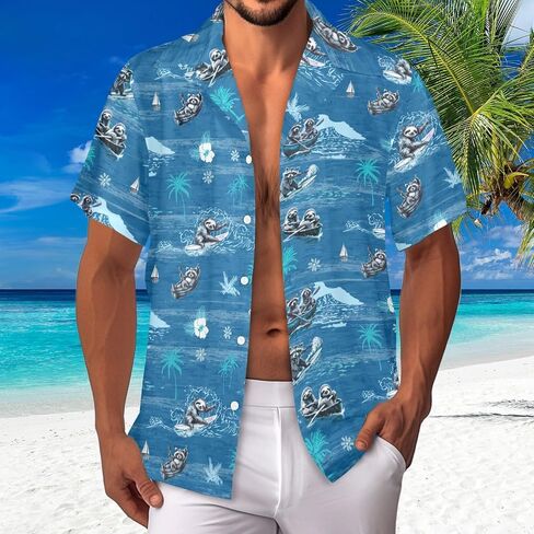 Hawaiian Shirt for Men Cruise Shirts Short Sleeve Button Down Palm Beach Shirts Tropical Vacation Shirts in Saudi Arabia