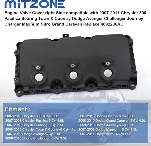 غطاء صمام المحرك MITZONE الجانب الأيسر متوافق مع 2007-2011 كرايسلر 300 باسيفيكا سيبرينغ تاون آند كونتري دودج أفنجر تشالنجر رحلة شاحن ماغنوم نيترو جراند كارافان استبدال 04892203AA in Saudi Arabia