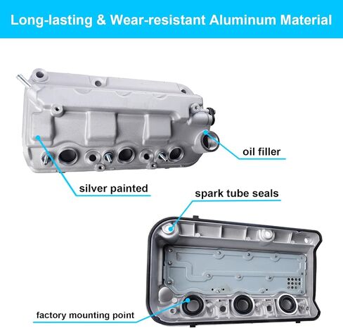 Aluminium Front Engine Valve Cover with Gasket Compatible with Acura MDX RDX TL ZDX 2009-2015 Honda Accord Odyssey Pilot Ridgeline 2008-2017 V6 3.5L Replace 12310-R70-A00 in Saudi Arabia