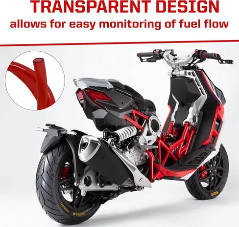 أنبوب خرطوم غاز خط الوقود Outlaw Racing OR2095R - قطر داخلي 1/4 بوصة - متوافق مع المنشار الجنزيري، والدراجات النارية، وATV، وعربة الثلج والتزلج النفاث - أنابيب البولي يوريثين - خرطوم وقود طويل 3 أقدام للمحرك الصغير (أحمر) in Saudi Arabia