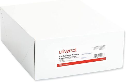 Universal 36102 Self-Seal Security Envelope, Window, #10, 4 1/8 x 9 1/2, White, 500/Box in Saudi Arabia