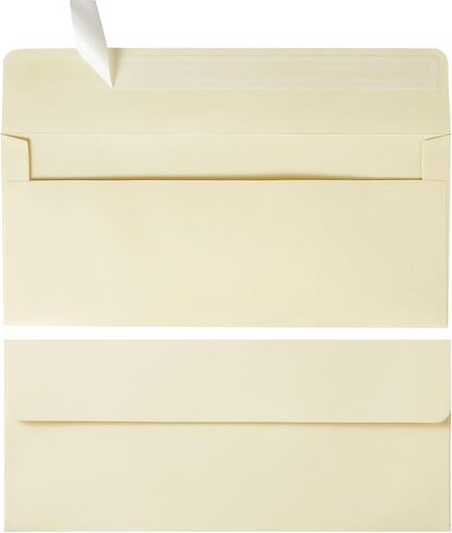 50 Pack #10 Business Envelopes Self Seal 4x9 Standard Envelopes for Business, Invoices, Letter Mailing, 4 1/8 x 9 1/2 Inches (Cream Color, 4.13 x 9.49) in Kuwait