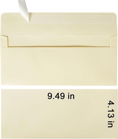 50 Pack #10 Business Envelopes Self Seal 4x9 Standard Envelopes for Business, Invoices, Letter Mailing, 4 1/8 x 9 1/2 Inches (Cream Color, 4.13 x 9.49) in Kuwait