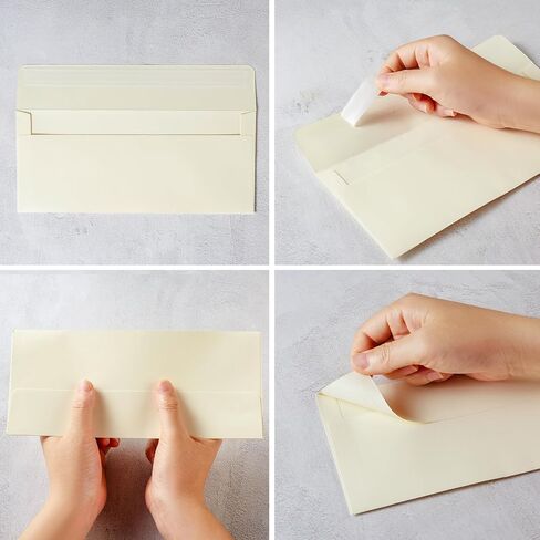 50 Pack #10 Business Envelopes Self Seal 4x9 Standard Envelopes for Business, Invoices, Letter Mailing, 4 1/8 x 9 1/2 Inches (Cream Color, 4.13 x 9.49) in Kuwait