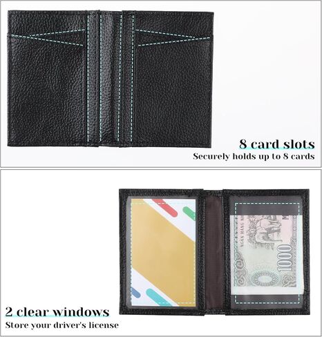 Minimalist Wallet Credit Card Holder Wallet Premium Front Pocket Wallets RFID Blocking Mens Bifold Wallets with 8 Card Slots and 2 ID Window Pocket Card Case Protector for Men Women in Saudi Arabia