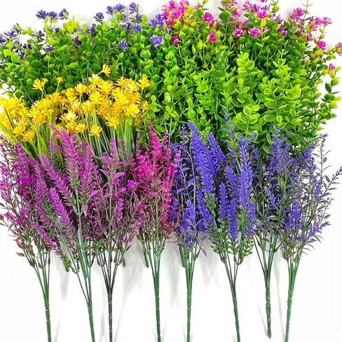 Artificial Flowers for Outdoors 24 Bundles Set uv Resistant No Fade Plastic Faux Fake Flowers Artificial for Decoration Indoor Outside Garden Porch Patio Farmhouse Hanging Plants Home Decor in Saudi Arabia