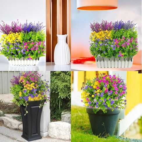 Artificial Flowers for Outdoors 24 Bundles Set uv Resistant No Fade Plastic Faux Fake Flowers Artificial for Decoration Indoor Outside Garden Porch Patio Farmhouse Hanging Plants Home Decor in Saudi Arabia