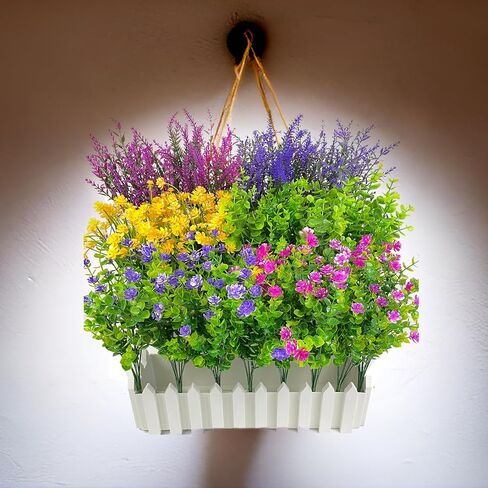 Artificial Flowers for Outdoors 24 Bundles Set uv Resistant No Fade Plastic Faux Fake Flowers Artificial for Decoration Indoor Outside Garden Porch Patio Farmhouse Hanging Plants Home Decor in Saudi Arabia