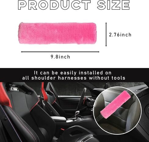 2PCS Car Seat Belt Cover Pad, Soft Auto Seatbelt Protector for a More Comfortable Driving, Fluffy Plush Seatbelt Shoulder Pad for All Vehicles and Backpack, Car Accessories (Black) in Saudi Arabia