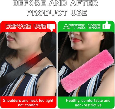 2PCS Car Seat Belt Cover Pad, Soft Auto Seatbelt Protector for a More Comfortable Driving, Fluffy Plush Seatbelt Shoulder Pad for All Vehicles and Backpack, Car Accessories (Black) in Saudi Arabia