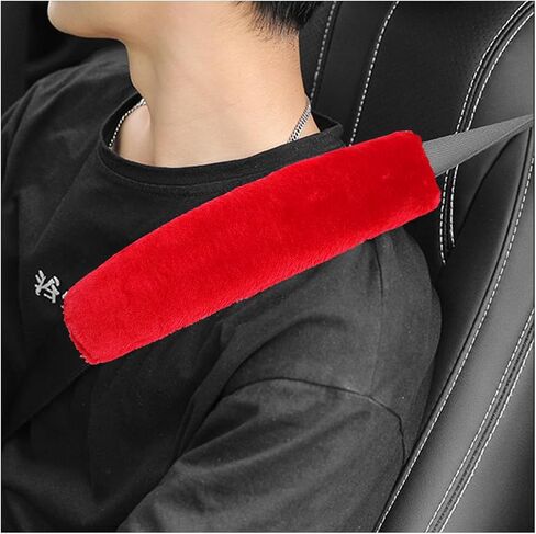2PCS Car Seat Belt Cover Pad, Soft Auto Seatbelt Protector for a More Comfortable Driving, Fluffy Plush Seatbelt Shoulder Pad for All Vehicles and Backpack, Car Accessories (Black) in Saudi Arabia