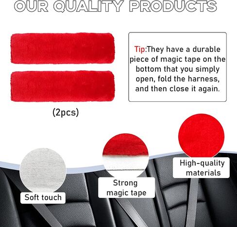 2PCS Car Seat Belt Cover Pad, Soft Auto Seatbelt Protector for a More Comfortable Driving, Fluffy Plush Seatbelt Shoulder Pad for All Vehicles and Backpack, Car Accessories (Black) in Saudi Arabia