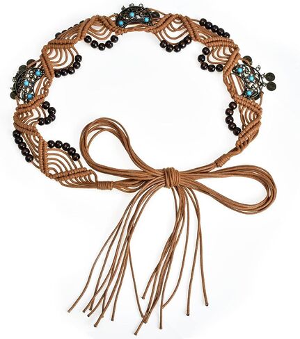 ILuvatar Women's tassel knotted belt hand woven belt Women's Bohemian Style Rope Braid Waist belt in Saudi Arabia