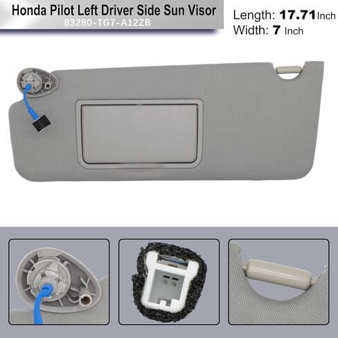 Driver Left Side Sun Visor Compatible with Honda Pilot 2017-2021 Honda Ridgeline 2018-2020 Replacement Sun Shade # 83280-TG7-A12ZB (Gray) in Kuwait