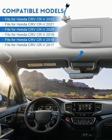 Driver Side Sun Visor Fit for Honda CRV CR-V 2017 2018 2019 2020 2021 2022 Replace 83280-TLA-A12ZB, Gray in Saudi Arabia