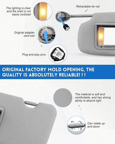 Driver Side Sun Visor Fit for Honda CRV CR-V 2017 2018 2019 2020 2021 2022 Replace 83280-TLA-A12ZB, Gray in Saudi Arabia