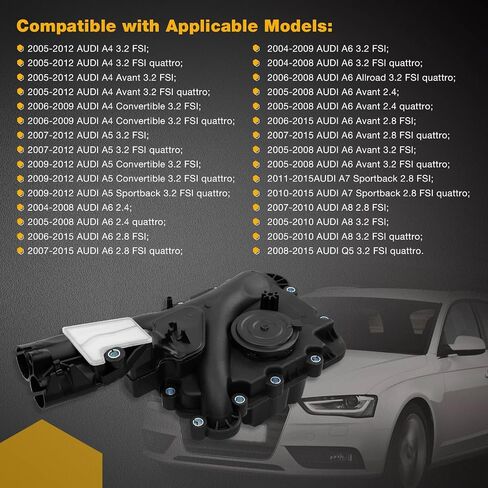 Engine Crankcase Vent Valve Oil Separator Compatible with 2005-2015 Audi A4 A5 A6 A7 A8 Q5 2.4L 2.8L 3.2L, Valve Engine Crankcase Vent Replaces# 06E-103-547 06E103547E 06E103547P 06E103547A in Saudi Arabia