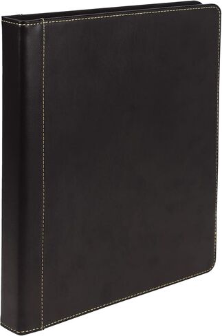 Samsill 0.5 Inch 3 Ring Binder, Leather, Black with Contrast Stitching, 8.5 x 11 Inch, 3 Rings, Notebook Binder, Portfolio Organizer, Planner, Journal in Saudi Arabia