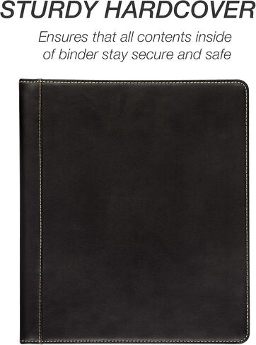 Samsill 0.5 Inch 3 Ring Binder, Leather, Black with Contrast Stitching, 8.5 x 11 Inch, 3 Rings, Notebook Binder, Portfolio Organizer, Planner, Journal in Saudi Arabia