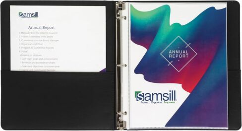 Samsill 0.5 Inch 3 Ring Binder, Leather, Black with Contrast Stitching, 8.5 x 11 Inch, 3 Rings, Notebook Binder, Portfolio Organizer, Planner, Journal in Saudi Arabia