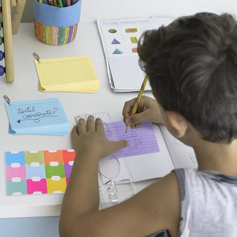 بطاقات الفهرسة، 600 قطعة من بطاقات الفلاش الملونة مع حلقات، بطاقات ملاحظات مقاس 3 × 4 بوصات، بطاقات ملاحظات مبطنة مقاس A7، بطاقات تعليمية مسطرة للدراسة، والتعلم، والمدرسة، ومستلزمات الكلية، والذاكرة in Kuwait