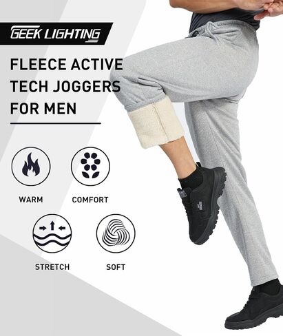 GEEK LIGHTING بنطال رياضي من الصوف للرجال مبطن بصوف الشيربا بنطال رياضي برباط دافئ مع جيوب in Saudi Arabia