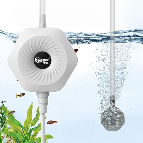 hygger Ultra Silent 1.5W Fish Bowl Aqaurium مضخة هواء صغيرة مع ملحقات، مجموعة مهوية الأكسجين لخزان الأسماك 0.5-15 جالون، تأتي مع أنابيب هواء 3/16 بوصة، حجر هواء، تيار متردد 110 فولت/60 هرتز in Saudi Arabia