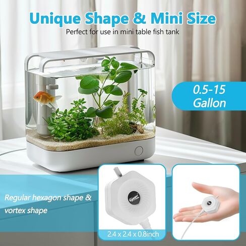 hygger Ultra Silent 1.5W Fish Bowl Aqaurium مضخة هواء صغيرة مع ملحقات، مجموعة مهوية الأكسجين لخزان الأسماك 0.5-15 جالون، تأتي مع أنابيب هواء 3/16 بوصة، حجر هواء، تيار متردد 110 فولت/60 هرتز in Saudi Arabia